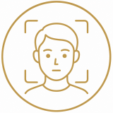 Gesicht-biometrischen-Rahmen-symbol-rund